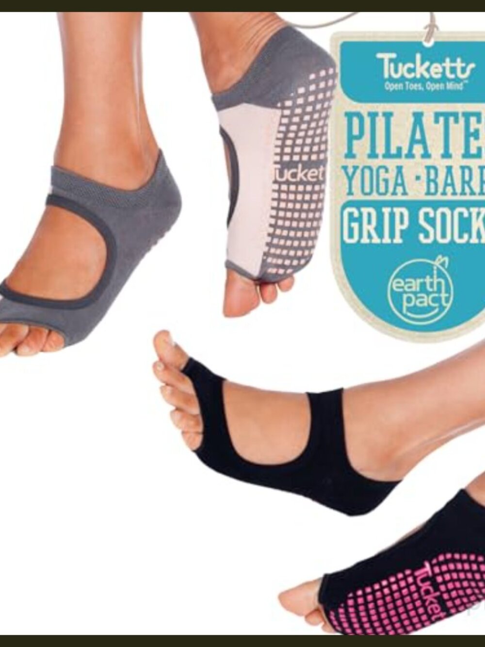 Toeless Grip Socks 2 Pack Open Toe Non Slip Pilates Yoga Socks